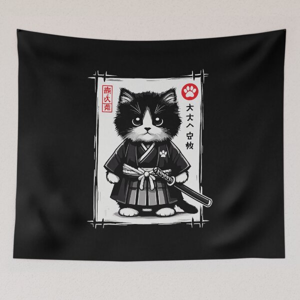 Item preview, Cute Samurai Cat Vintage Japanese Style designed and sold by titanlevi.