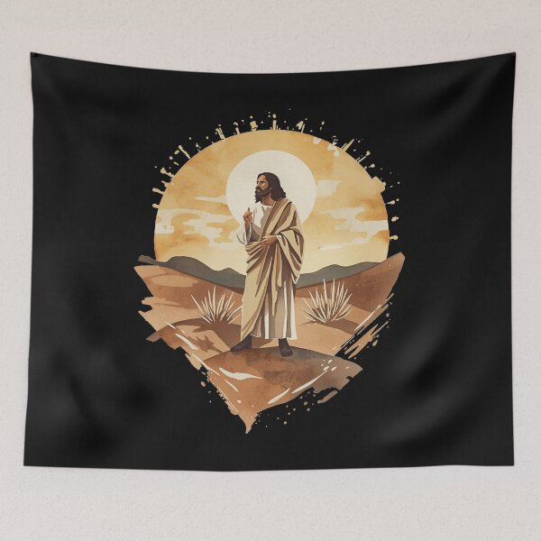 Item preview, Jesus walking in the Wilderness Sunset Art designed and sold by Cre8andRecre8.