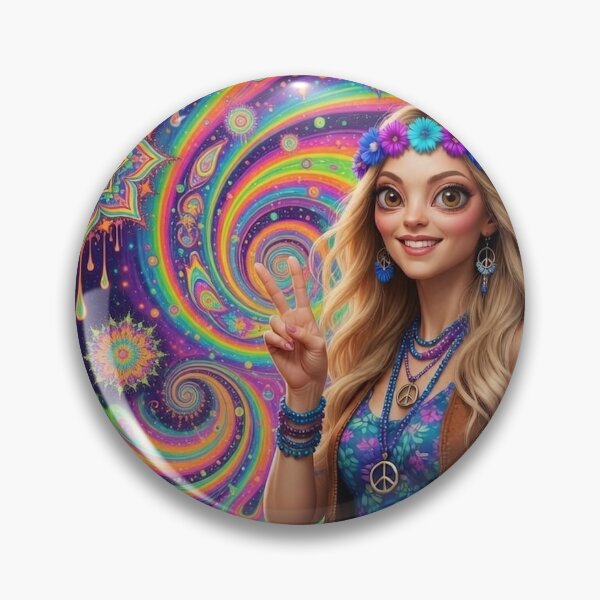 Item preview, Hippy Chicks From Space - Psychedelic Space Hippie Girl with Peace Sign designed and sold by David Brookes Digital.