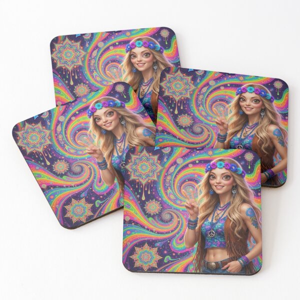 Item preview, Hippy Chicks From Space - Psychedelic Space Hippie Girl with Peace Sign designed and sold by David Brookes Digital.