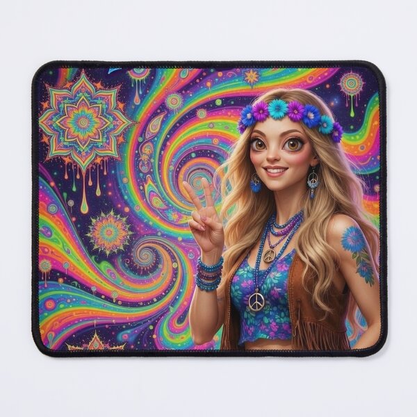 Item preview, Hippy Chicks From Space - Psychedelic Space Hippie Girl with Peace Sign designed and sold by David Brookes Digital.