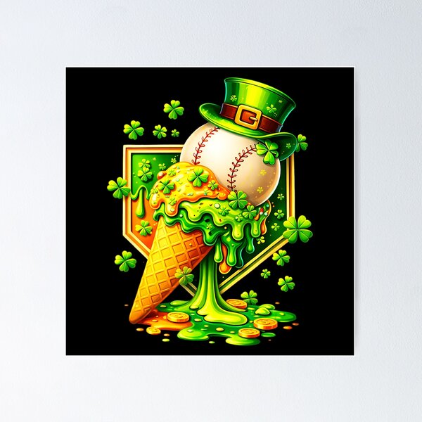 Item preview, Melting Shamrock Baseball Ice Cream Funny  designed and sold by miaa-artistshop.