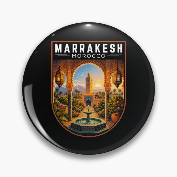 Item preview, Marrakesh in Morocco, Vintage Travel Art Badge designed and sold by MaateoDesign.