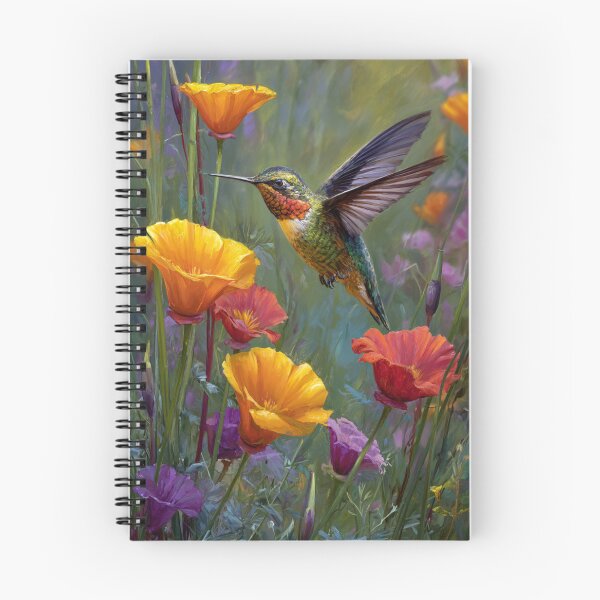 Item preview, A Hummingbird hovering beside vivid flowers, Birds in Motion designed and sold by CDC40.