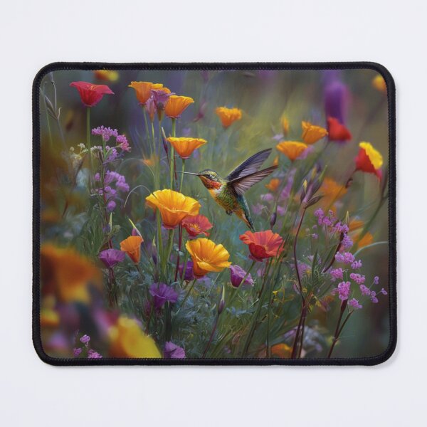 Item preview, A Hummingbird hovering beside vivid flowers, Birds in Motion designed and sold by CDC40.