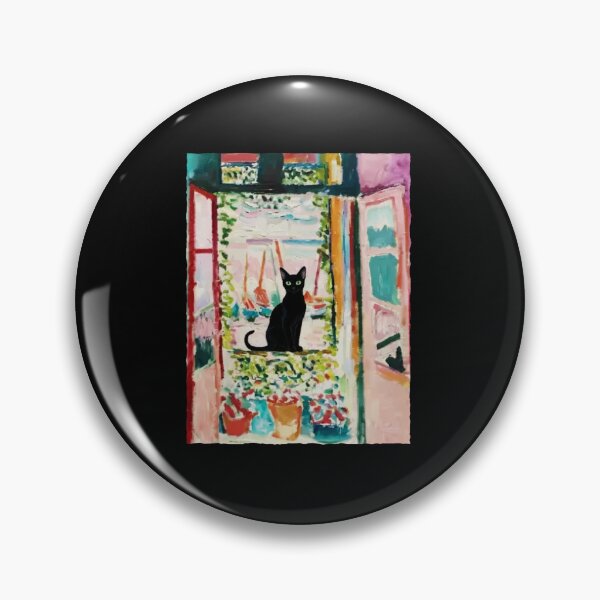 Item preview, Black Cat in Window Colorful Vintage Painting Style designed and sold by JordynLadukeg65.