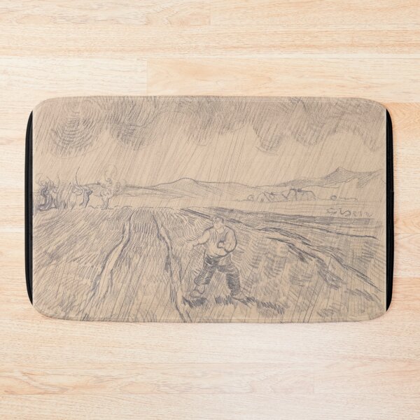 Item preview, Enclosed Field With a Sower in the Rain by Vincent van Gogh: Fine Art Poster designed and sold by artofuniverse.