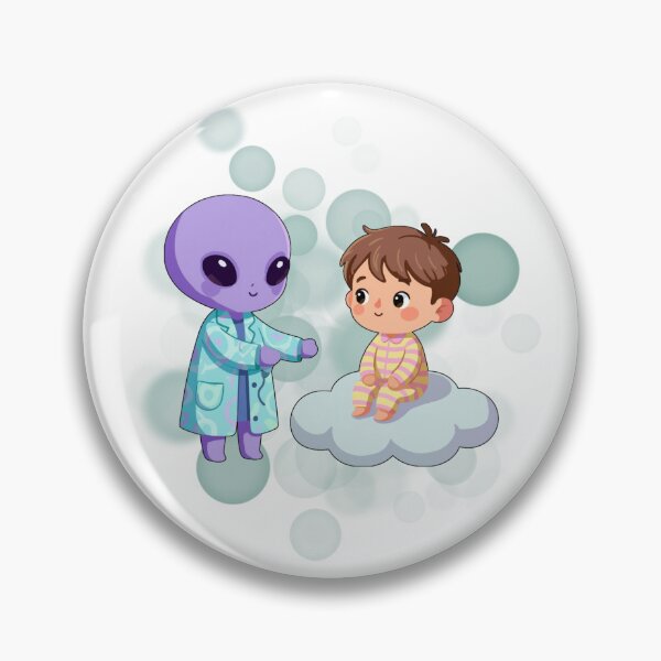 Item preview, Alien and Boy Sitting on a Cloud - Cozy Illustration designed and sold by iamKRUK.