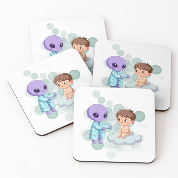 Item preview, Alien and Boy Sitting on a Cloud - Cozy Illustration designed and sold by iamKRUK.