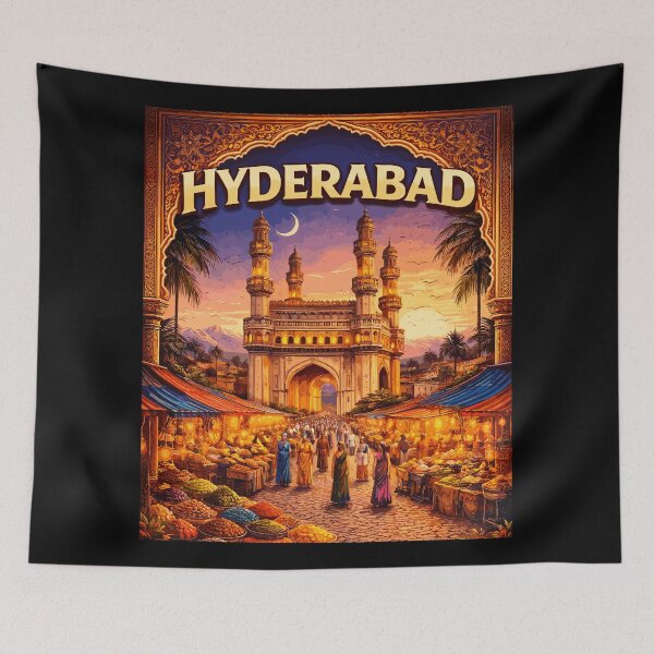 Item preview, Hyderabad in Telangana India, Vintage Art Travel Landscape designed and sold by MaateoDesign.