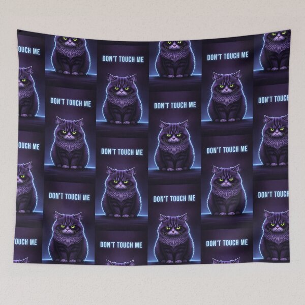Item preview, Dont Touch Me Grumpy Purple Cat Sarcastic Art designed and sold by Itsheartshop.