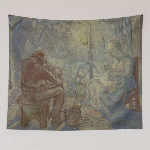 Item preview, Evening After Millet by Vincent van Gogh: Rustic Post Impressionist Interior Poster designed and sold by artofuniverse.