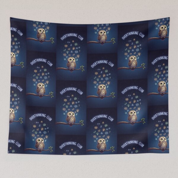 Item preview, Overthinking Club Cute Owl Night Sky Aesthetic Art designed and sold by Itsheartshop.