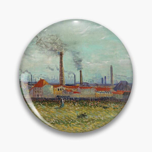 Item preview, Factories at Clichy by Vincent van Gogh: Industrial Post Impressionist Poster designed and sold by artofuniverse.
