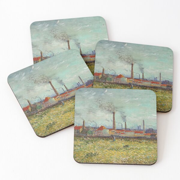 Item preview, Factories at Clichy by Vincent van Gogh: Industrial Post Impressionist Poster designed and sold by artofuniverse.