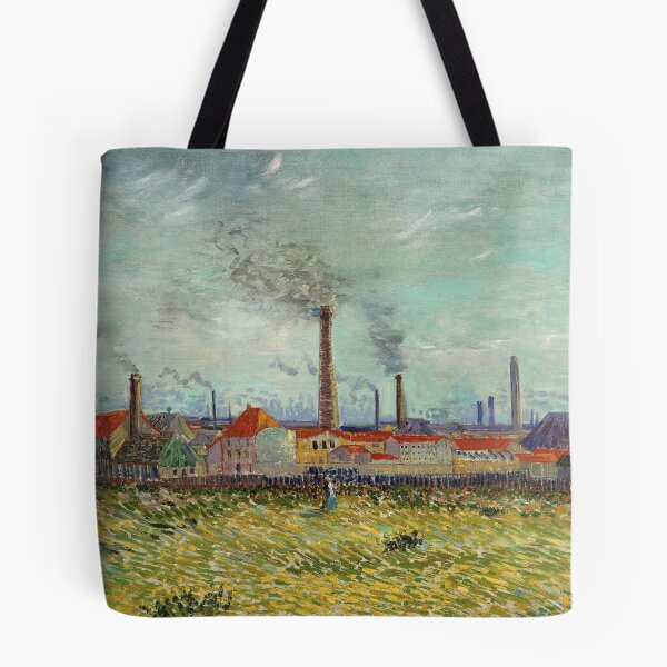 Item preview, Factories at Clichy by Vincent van Gogh: Industrial Post Impressionist Poster designed and sold by artofuniverse.