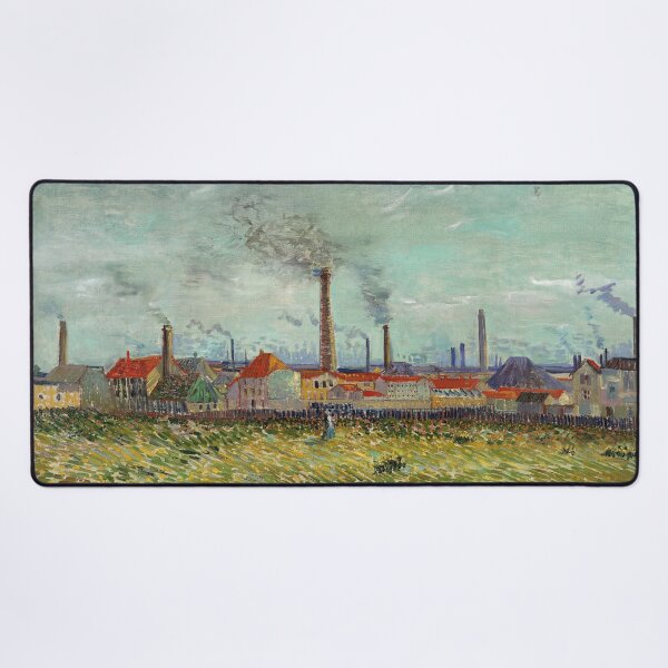 Item preview, Factories at Clichy by Vincent van Gogh: Industrial Post Impressionist Poster designed and sold by artofuniverse.