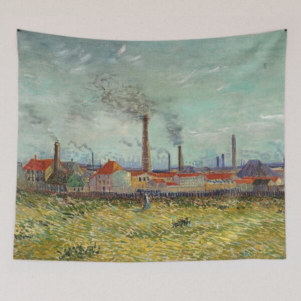 Item preview, Factories at Clichy by Vincent van Gogh: Industrial Post Impressionist Poster designed and sold by artofuniverse.