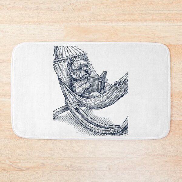 Item preview, Vintage Yorkshire Terrier Reading Book Summer Hammock Dog Lover designed and sold by DoodleTortle.