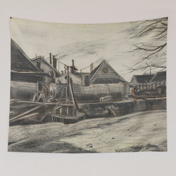 Item preview, Factory in the Hague by Vincent van Gogh: Industrial Dutch Landscape Poster designed and sold by artofuniverse.