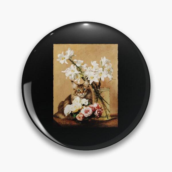 Item preview, Vintage Cat with Flowers Painting Classic Floral designed and sold by JordynLadukeg65.