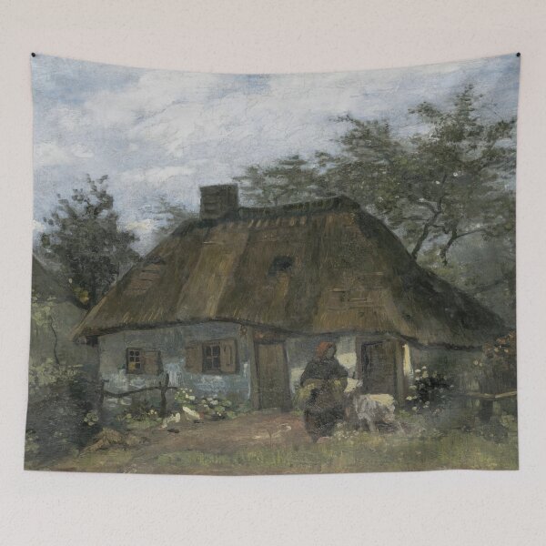 Item preview, Farmhouse in Nuenen by Vincent van Gogh: Rustic Countryside Fine Art Print designed and sold by artofuniverse.