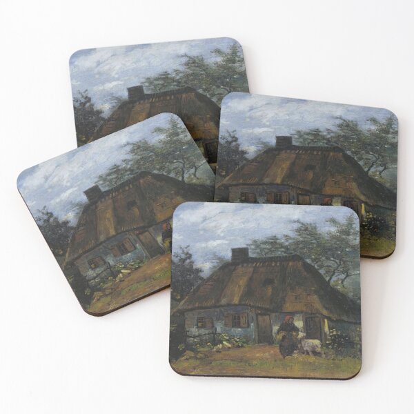 Item preview, Farmhouse in Nuenen by Vincent van Gogh: Rustic Cottage Fine Art Print designed and sold by artofuniverse.