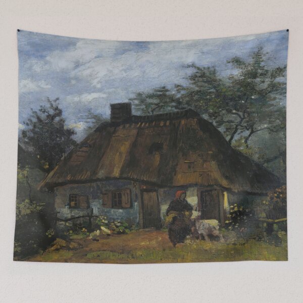 Item preview, Farmhouse in Nuenen by Vincent van Gogh: Rustic Cottage Fine Art Print designed and sold by artofuniverse.