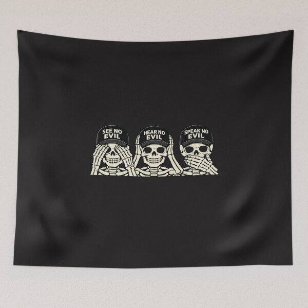 Item preview, See Hear Speak No Evil Skeleton Funny Dark Humor Skull Meme designed and sold by kiralynstration.