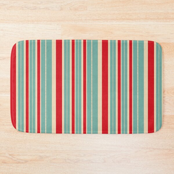 Item preview, Retro pastel vertical stripes pattern teal red beige dotted lines minimalist mid century designed and sold by WildHugeDot.