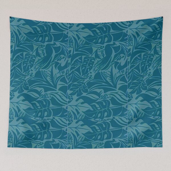 Item preview, Tropical Leaf Print Scrub Top / Teal Botanical T-Shirt / Jungle Sticker Design designed and sold by SajolCanva.