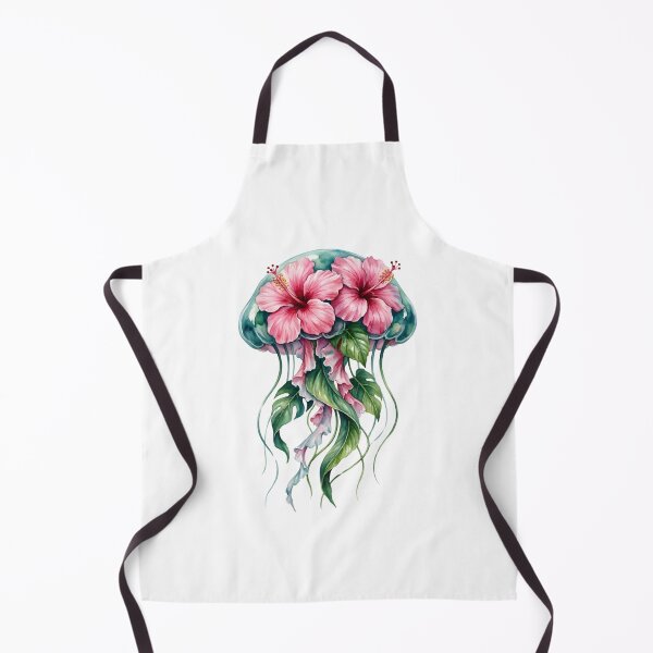 Item preview, Pink Hibiscus Floral Jellyfish Watercolor Art designed and sold by JessArty ⭐⭐⭐⭐⭐.