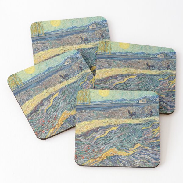 Item preview, Field With Plowing Farmers by Vincent van Gogh: Post Impressionist Landscape Poster designed and sold by artofuniverse.