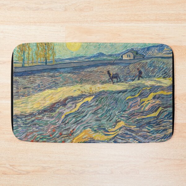Item preview, Field With Plowing Farmers by Vincent van Gogh: Post Impressionist Landscape Poster designed and sold by artofuniverse.