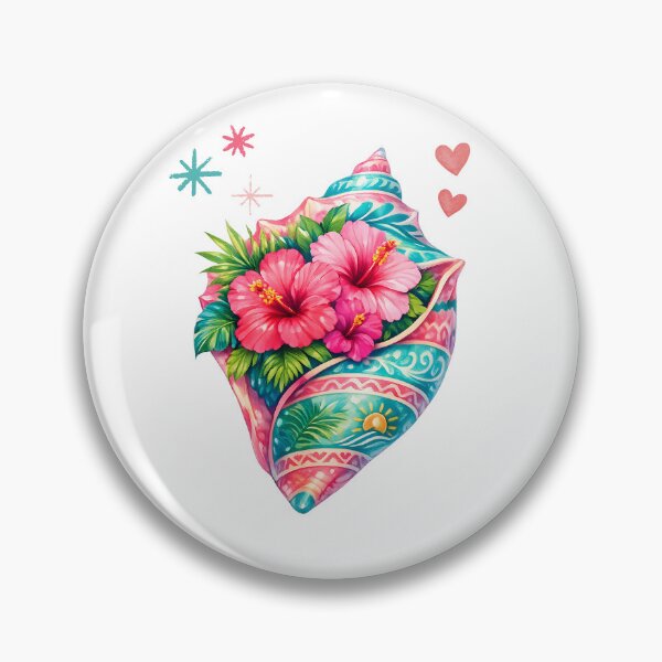 Item preview, Tropical Hibiscus Floral Conch Shell Art designed and sold by JessArty ⭐⭐⭐⭐⭐.
