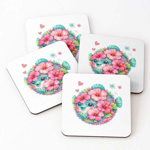 Item preview, Cute Floral Puffer Fish Hibiscus Watercolor designed and sold by JessArty ⭐⭐⭐⭐⭐.