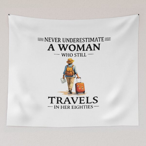 Item preview, Never Underestimate Woman 80s Travel Lover Grandma Gift designed and sold by kiralynstration.
