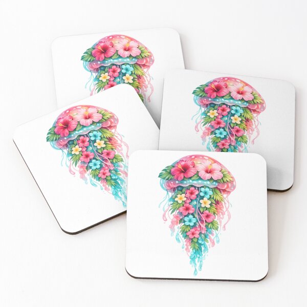 Item preview, Tropical Teal Hibiscus Jellyfish Floral Art designed and sold by JessArty ⭐⭐⭐⭐⭐.
