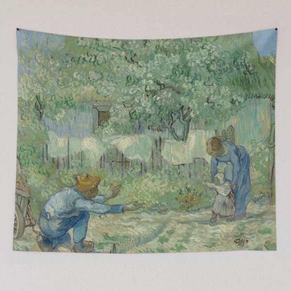 Item preview, First Steps After Millet by Vincent van Gogh: Post Impressionist Family Art Print designed and sold by artofuniverse.