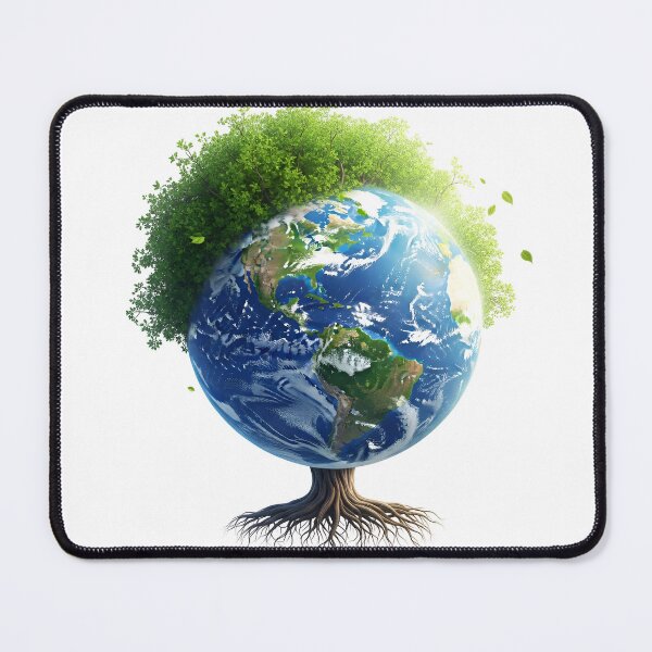 Item preview, a globe with a tree growing out of it and roots on a black background designed and sold by VerizalShop.