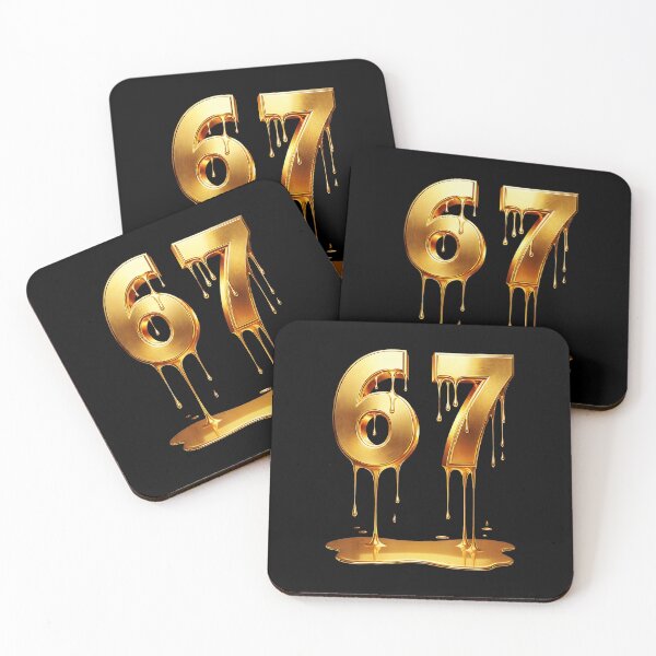 Item preview, 67 Gold Drip Numbers Melting Metallic Style designed and sold by gladysenglish.