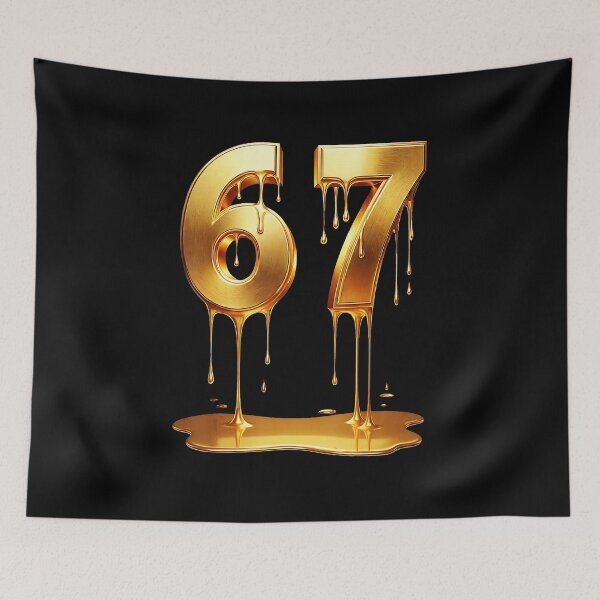 Item preview, 67 Gold Drip Numbers Melting Metallic Style designed and sold by gladysenglish.