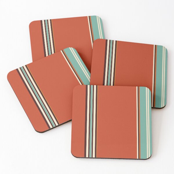 Item preview, Color block vertical stripes retro red teal beige minimalist modern geometric pattern  designed and sold by WildHugeDot.