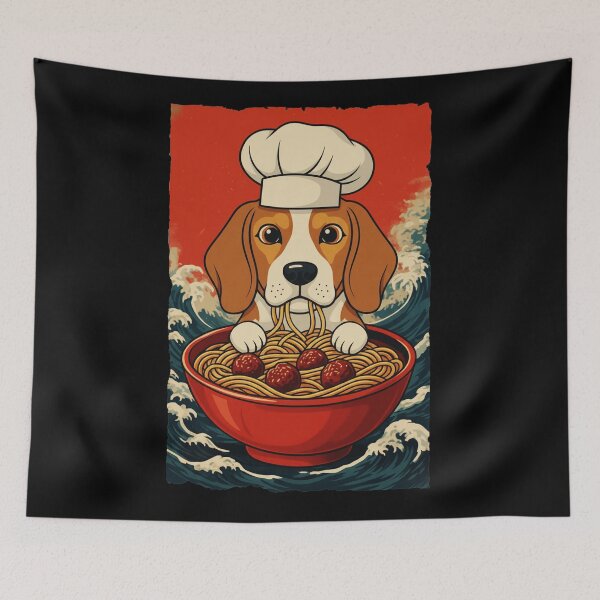 Item preview, Cute Dog Eating Spaghetti Chef Vintage Style designed and sold by JordynLadukeg65.