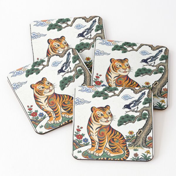 Item preview, Korean Minhwa Tiger Art Print -  Traditional Korean Folk Art Wall Decor designed and sold by KooksStudio.