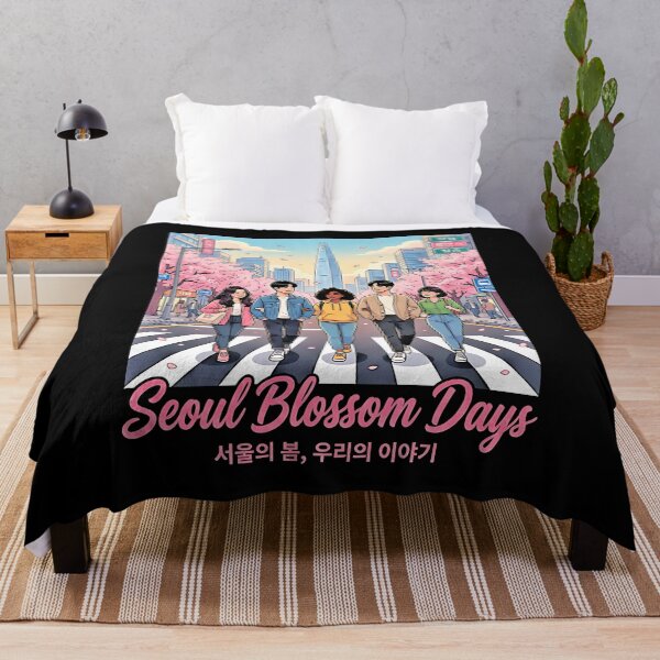 Item preview, XO Kitty Seoul Blossom Days Friends Crosswalk Cherry Blossom Spring Korean City designed and sold by graphixpolash.