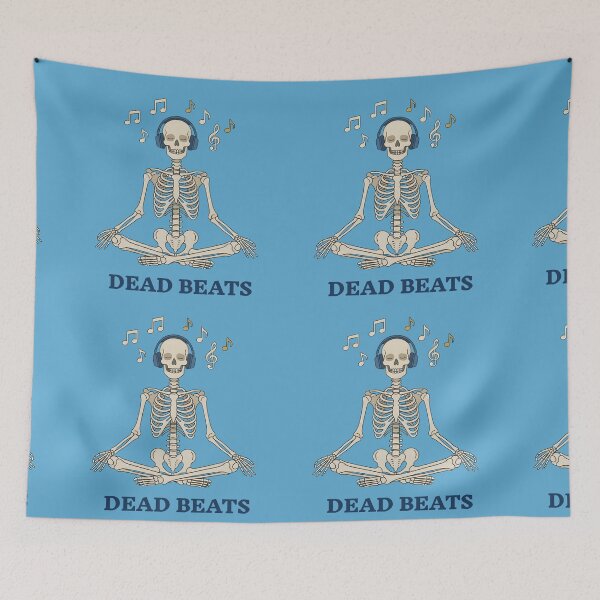 Item preview, Dead Beats Skeleton T-Shirt – Funny Music Skeleton Meditating Headphones Graphic Tee designed and sold by Raw Tigers.