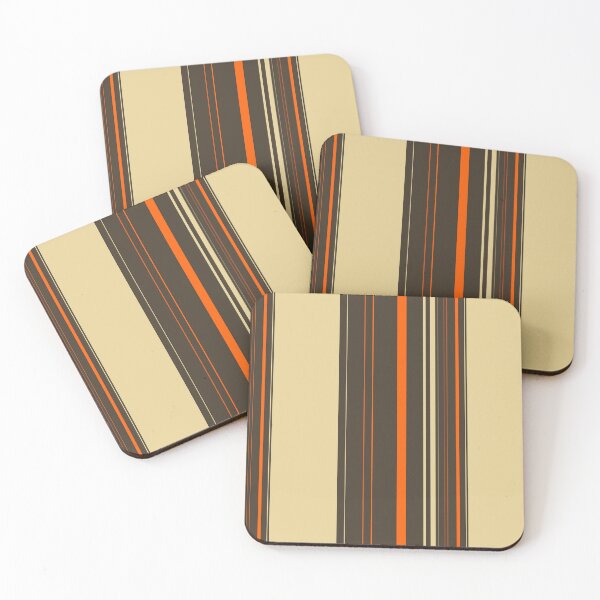Item preview, Retro brown orange vertical stripes pattern mid century geometric beige minimalist lines designed and sold by WildHugeDot.
