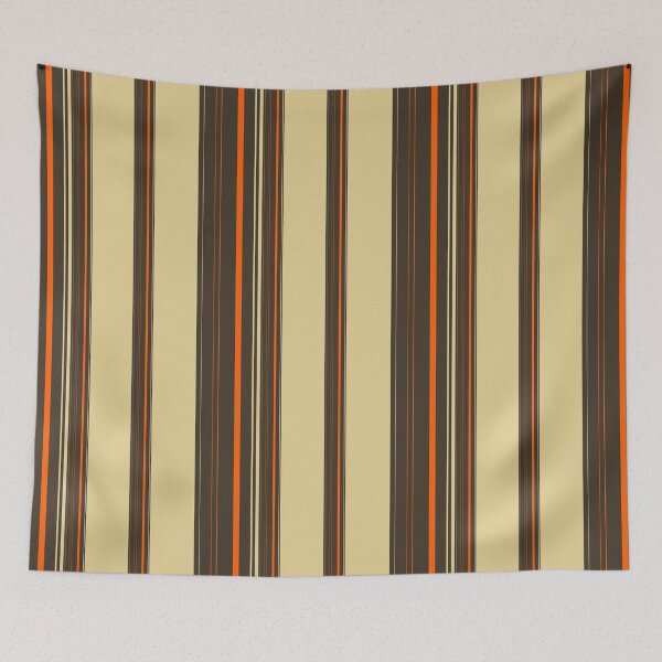 Item preview, Retro brown orange vertical stripes pattern mid century geometric beige minimalist lines designed and sold by WildHugeDot.