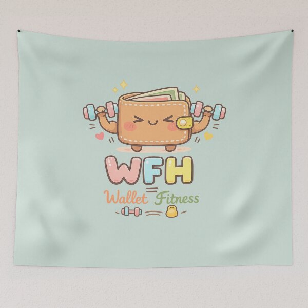 Item preview, Cute Wallet Workout - WFH Wallet Fitness Kawaii Illustration | Funny Work From Home Money Saving Design designed and sold by PopCulturePixel.